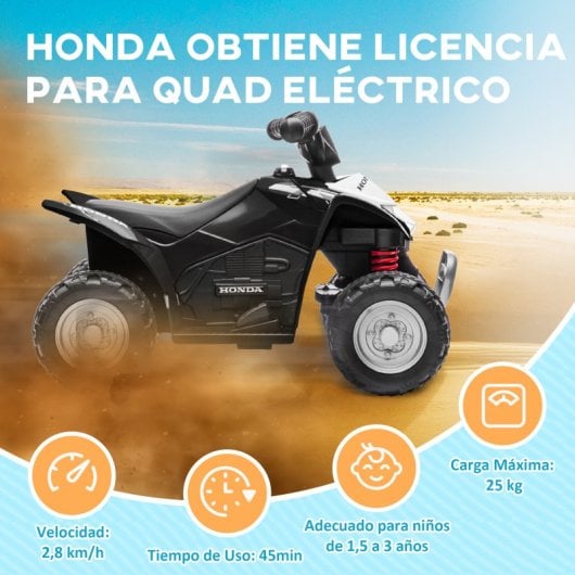 Aiyaplay Quad Eléctrico Para Niños De 18-36 Meses 6V Con Faros LED Negro