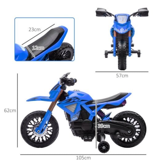 Aiyaplay Moto Eléctrica Para Niños De +3 Años Carga 30 Kg Azul