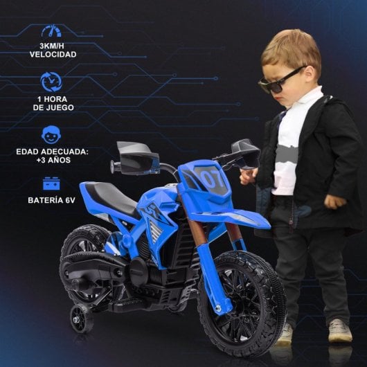 Aiyaplay Moto Eléctrica Para Niños De +3 Años Carga 30 Kg Azul