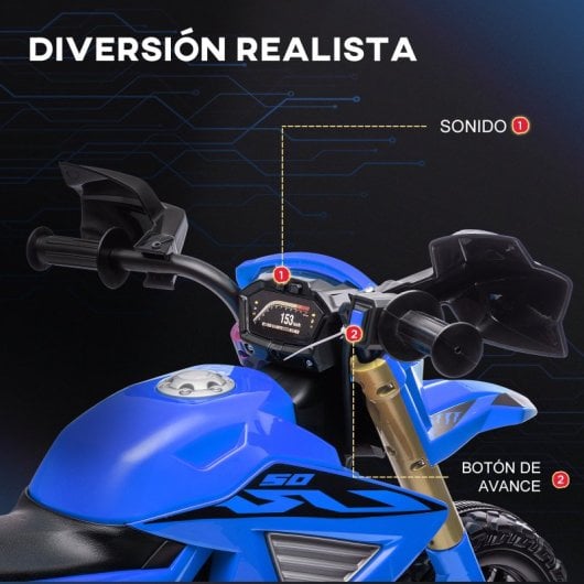 Aiyaplay Moto Eléctrica Para Niños De +3 Años Carga 30 Kg Azul