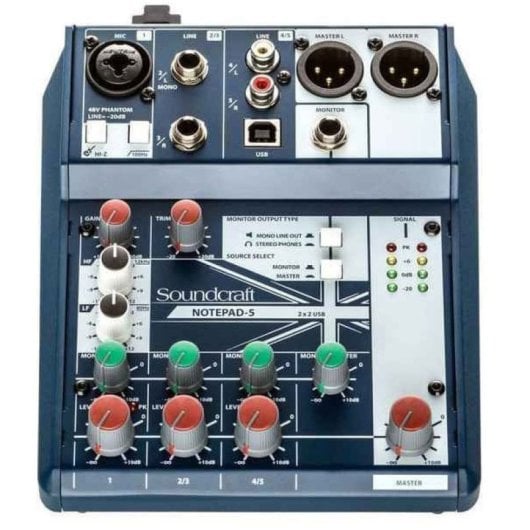 Soundcraft NOTEPAD-5 Consola de Mezcla Analógica de Pequeño Formato con E/S USB