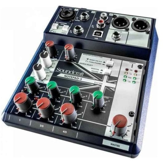 Soundcraft NOTEPAD-5 Consola de Mezcla Analógica de Pequeño Formato con E/S USB