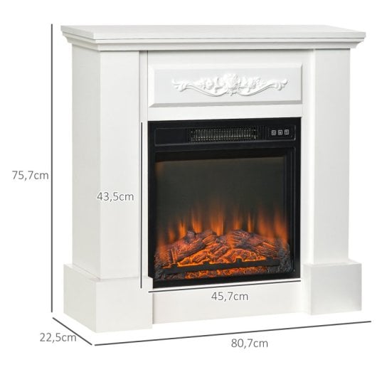 Homcom Chimenea Eléctrica con Efecto de Llama para Sala de 30m2 1800W Blanca