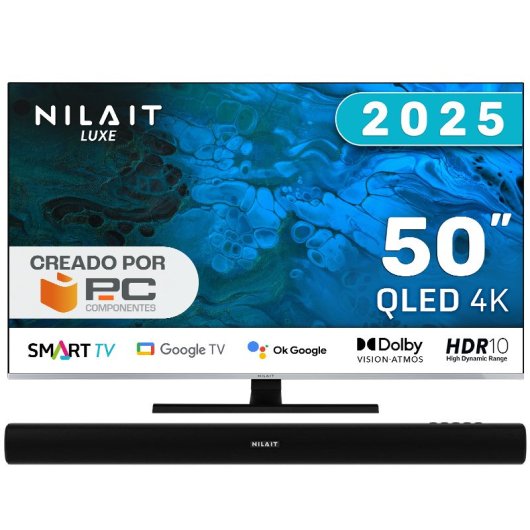 Nilait Luxe 50"UC8003S QLED UHD 4K Smart TV + Nilait Harmony Sound bar Barra de Sonido Bluetooth 2.0 30W