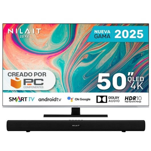 Téléviseur intelligent QLED UHD 4K Nilait Luxe 50UC8003S 50" + barre de son Nilait Harmony Bluetooth 2.0 30 W