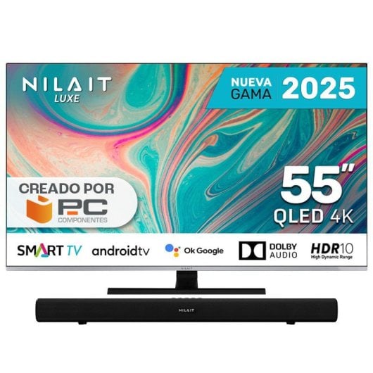 Téléviseur intelligent QLED UHD 4K Nilait Luxe 55UC8003S 55" + barre de son Nilait Harmony Bluetooth 2.0 30 W
