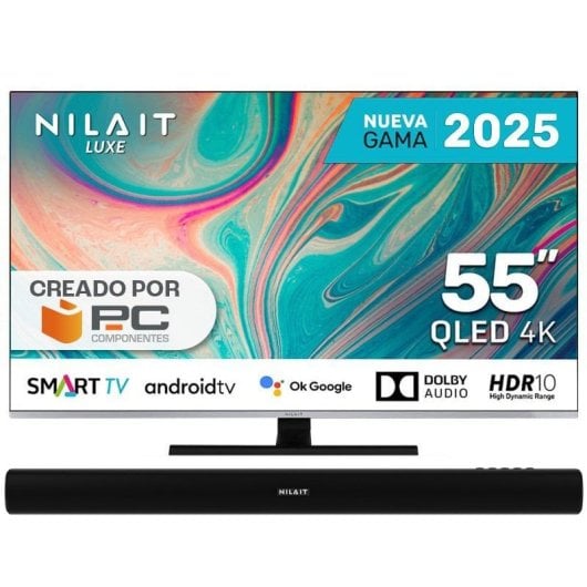 Nilait Luxe 55UC8003S 55" QLED UHD 4K Smart TV + Nilait Harmony Sound bar Barra de Som Bluetooth 2.0 30W