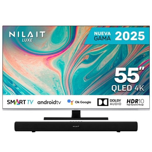 Nilait Luxe 55"UC8003S QLED UHD 4K Smart TV + Nilait Harmony Sound bar Barra de Sonido Bluetooth 2.0 30W