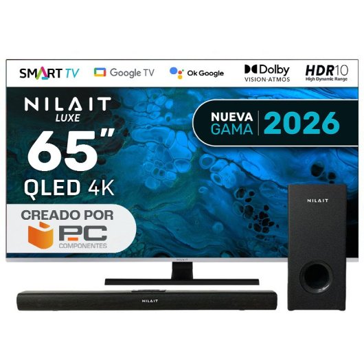 Nilait Luxe 65"UC8003S QLED UHD 4K Smart TV+ Harmony Sound Bar Barra de Sonido 120W