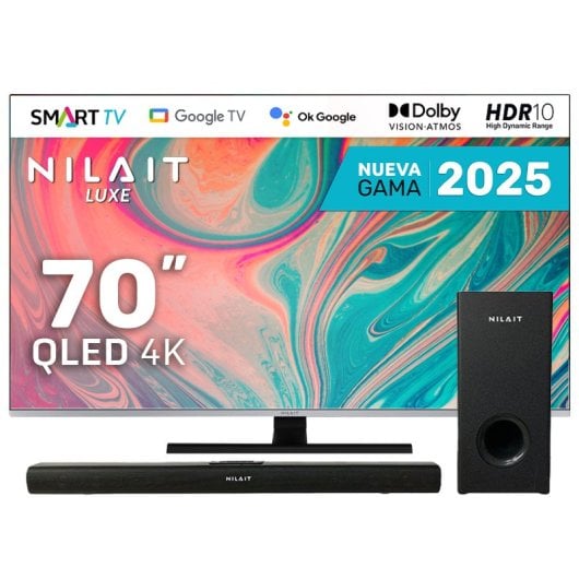 Nilait Luxe 70"UC8003S QLED UHD 4K Smart TV+ Harmony Sound Bar Barra de Sonido 120W