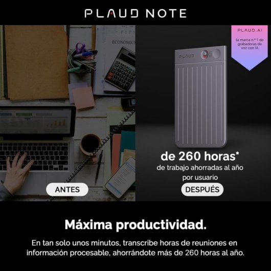 Plaud Note Grabadora de Voz y Audio con Inteligencia Artificial 64GB Black