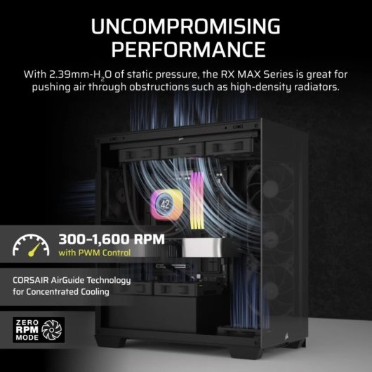 Corsair iCUE LINK RX140 MAX Pack Doble Ventilador Suplementario PWM 140mm Negro