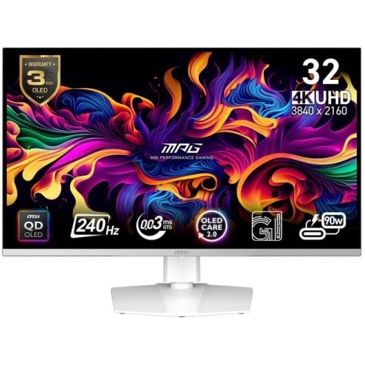 Monitor MSI MPG 321URXW QD-OLED 31,5" UltraHD 4K 240Hz QD-OLED 0,03ms Branco