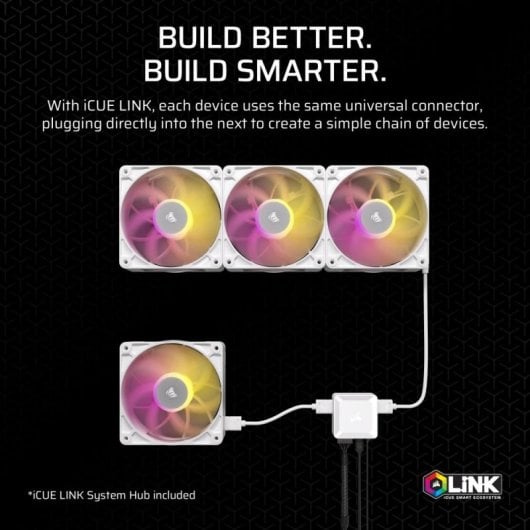 Corsair iCUE LINK RX120 MAX RGB Dreifach-Lüfterpaket PWM 120 mm, Weiß