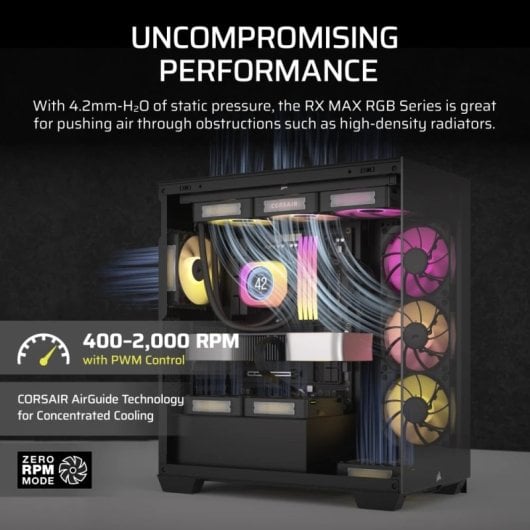 Corsair iCUE LINK RX120 MAX RGB Pack Triple Ventilador Suplementario PWM 120mm Negro