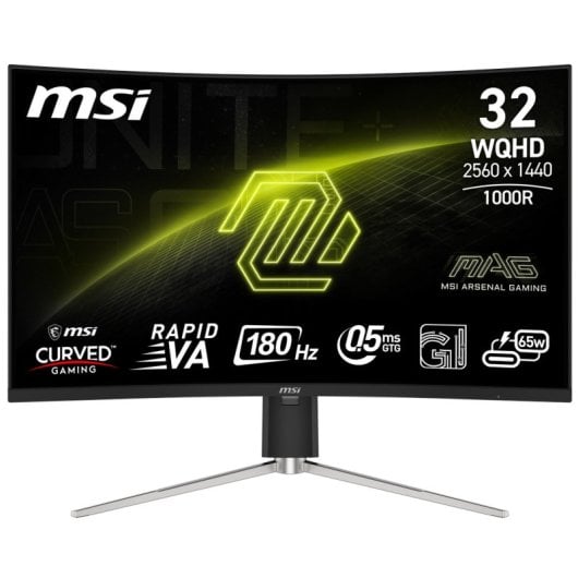 MSI MAG 325CQRF QD-E2 31.5" LED Rapid VA QHD 180Hz 0.5ms Adaptive Sync Curva USB-C