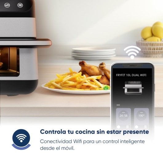 Origial FRYFIT 10L DUAL WIFI Freidora de Aire 10L Dual Wi-Fi 2800W Inox
