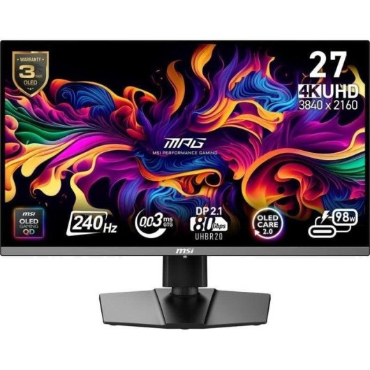 Écran PC MSI MPG 272URX 27" Ultra HD 4K 240Hz QD-OLED 0,03ms Adaptive Sync USB-C Hauteur Réglable