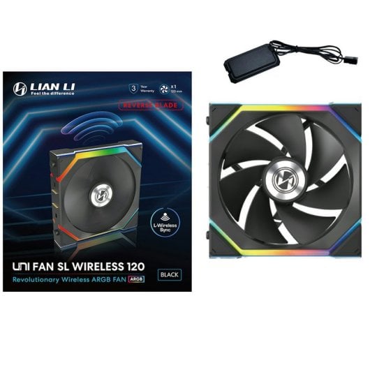Lian-Li UNI FAN SL WIRELESS 120 ARGB Ventoinha Suplementar com Pás Invertidas 120mm Preta