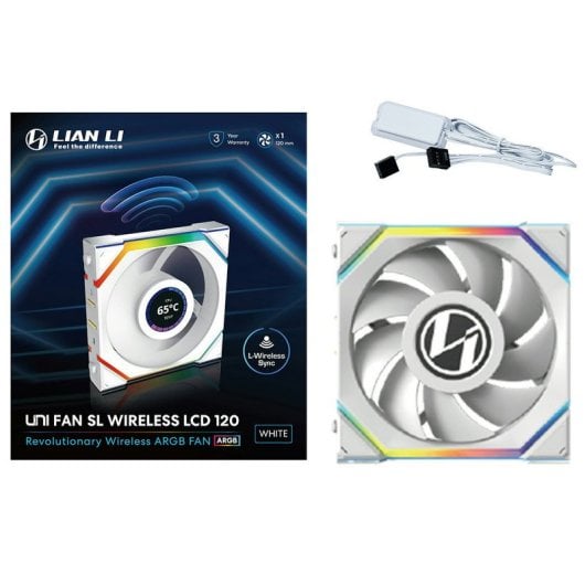 Ventilateur supplémentaire Lian-Li UNI FAN SL WIRELESS LCD 120 ARGB avec écran 120 mm Blanc