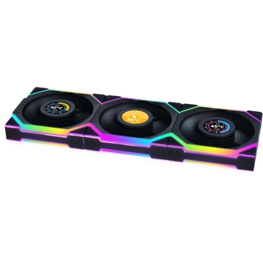 Lian-Li UNI FAN SL WIRELESS LCD 120 ARGB 3x Ventiladores Aspas Invertidas con Pantalla 120mm Negros