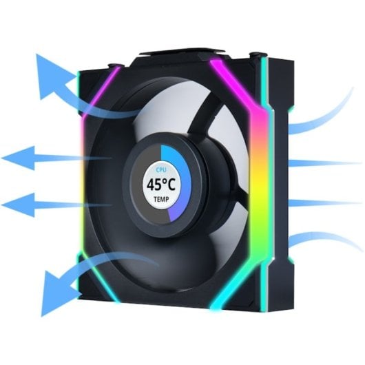 Lian-Li UNI FAN SL WIRELESS LCD 120 ARGB 3x Ventiladores Aspas Invertidas con Pantalla 120mm Negros