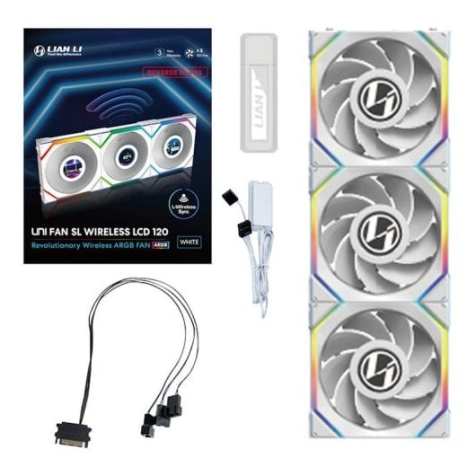 Lian-Li UNI FAN SL Wireless LCD 120 Confezione da 3 ventole supplementari 120 mm Bianco
