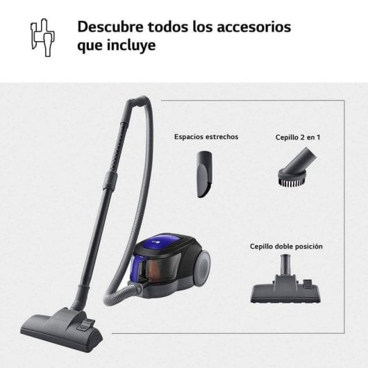 Aspirador sem Saco LG VC5506NHTB 650W Tubo Telescópico Filtro 3 Etapas 1,1L