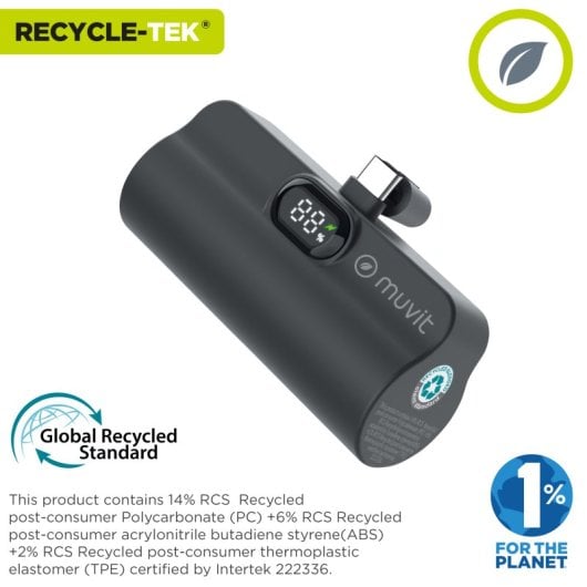 Muvit For Change Powerbank 5000 Mah USB-C PD 20W Integrado Negra