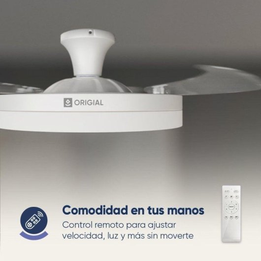 Ventilateur de Plafond avec Lumière Origial AIRBLISS CEILING RETRACTABLE 25W 106cm 6 Vitesses Pales Rétractables Télécommande