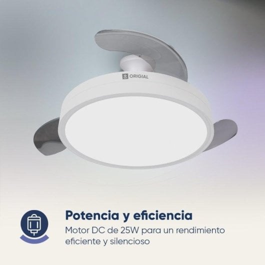 Ventilateur de Plafond avec Lumière Origial AIRBLISS CEILING RETRACTABLE 25W 106cm 6 Vitesses Pales Rétractables Télécommande