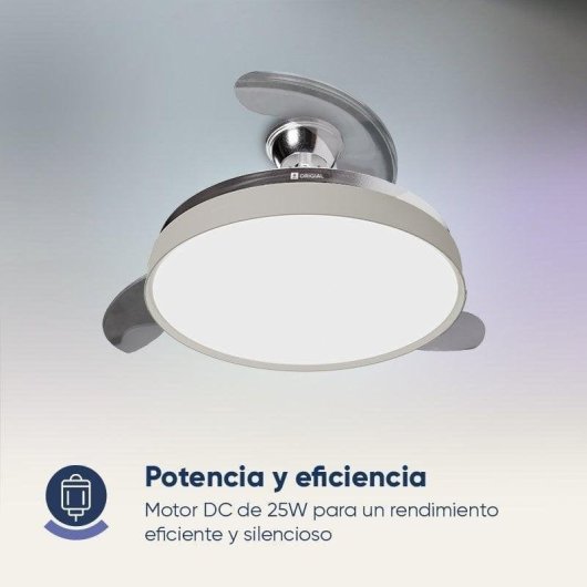 Ventoinha de Teto com Luz Origial AIRBLISS CEILING RETRACTABLE 25WIN 25W 106cm 6 Velocidades Pás Retráteis Comando