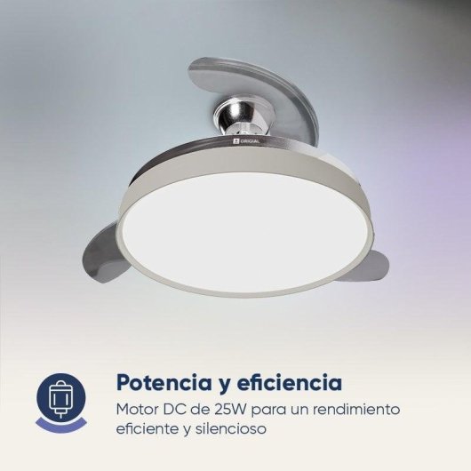 Ventoinha de Teto com Luz Origial AIRBLISS CEILING RETRACTABLE 25WIN 25W 106cm 6 Velocidades Pás Retráteis Comando LED