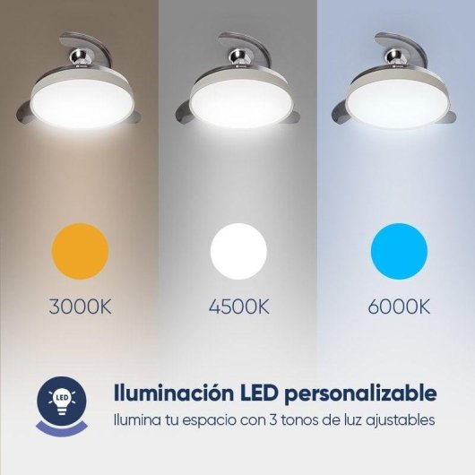 Ventoinha de Teto com Luz Origial AIRBLISS CEILING RETRACTABLE 25WIN 25W 106cm 6 Velocidades Pás Retráteis Comando LED