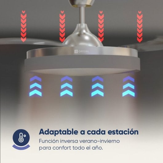 Origial AIRBLISS CEILING RETRACTABLE 25WIN Ventilador de Techo con Aspas Retráctiles 25W Inox