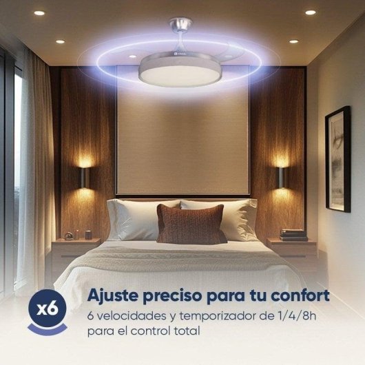 Ventoinha de Teto com Luz Origial AIRBLISS CEILING RETRACTABLE 25WIN 25W 106cm 6 Velocidades Pás Retráteis Comando