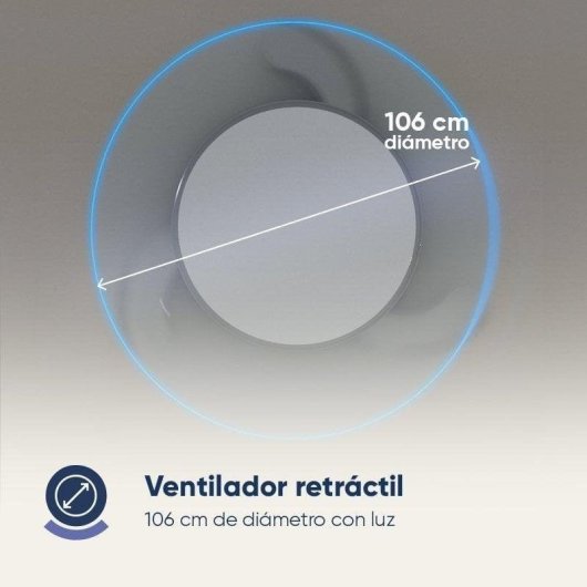Ventoinha de Teto com Luz Origial AIRBLISS CEILING RETRACTABLE 25WIN 25W 106cm 6 Velocidades Pás Retráteis Comando