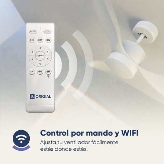 Ventilateur de plafond AIRBLISS CEILING 25WW WIFI d'origine, 106 cm, moteur CC, 25 W, avec éclairage et télécommande, WIFI, blanc