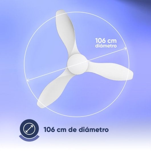 Ventilateur de plafond AIRBLISS CEILING 25WW WIFI d'origine, 106 cm, moteur CC, 25 W, avec éclairage et télécommande, WIFI, blanc