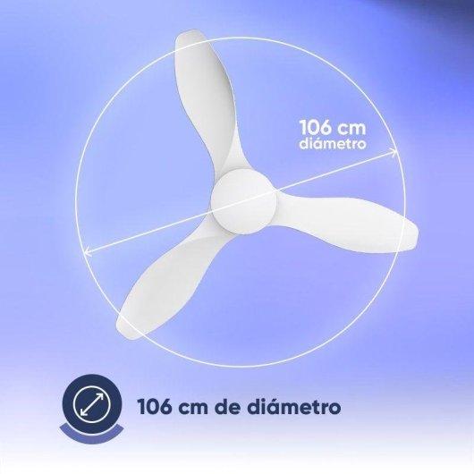Ventoinha de teto com luz AIRBLISS CEILING 25W 106cm motor DC Wi-Fi com temporizador