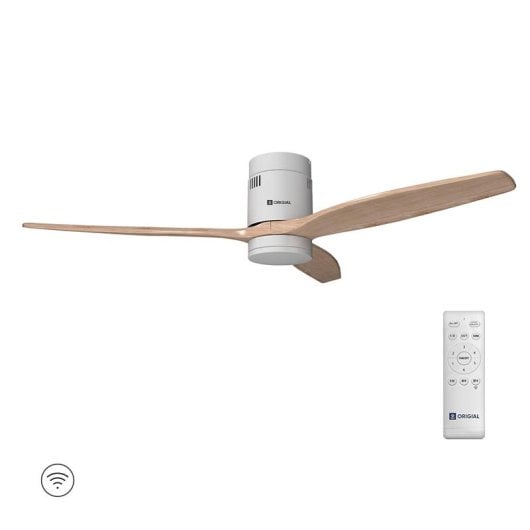 Ventilateur de plafond original AIRBLISS CEILING 25WWOOD WIFI, 132 cm, moteur CC, 25 W avec lumière et télécommande, WIFI, bois