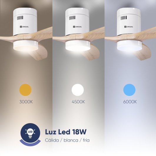 Origial AIRBLISS CEILING 25WWOOD WIFI Ventilador de Techo 132cm motor DC 25W Luz y WIFI Madera