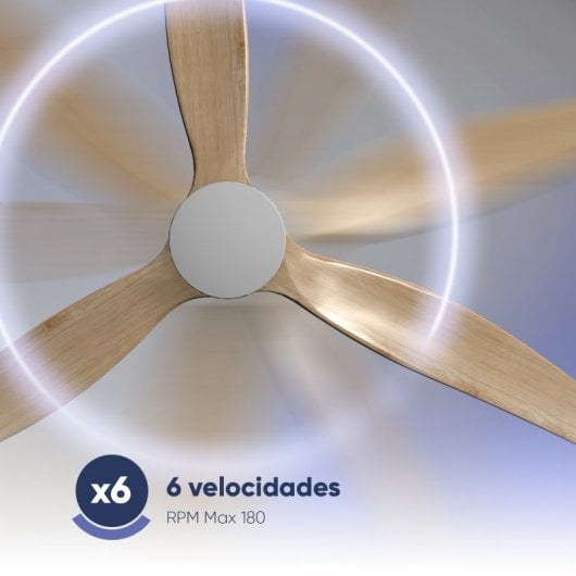 Ventilateur de plafond original AIRBLISS CEILING 25WWOOD WIFI, 132 cm, moteur CC, 25 W avec lumière et télécommande, WIFI, bois