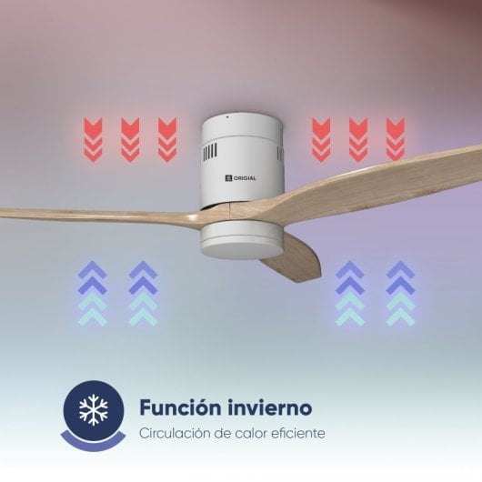 Ventilateur de plafond original AIRBLISS CEILING 25WWOOD WIFI, 132 cm, moteur CC, 25 W avec lumière et télécommande, WIFI, bois