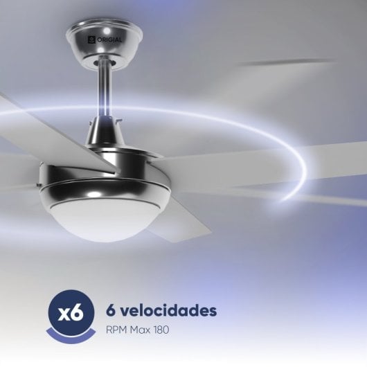 Ventilateur de plafond original AIRBLISS CEILING 25WIN WIFI, 106 cm, moteur CC, 25 W, avec éclairage et télécommande, WIFI, acier inoxydable