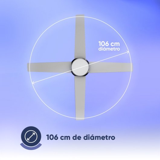 Ventilateur de plafond original AIRBLISS CEILING 25WIN WIFI, 106 cm, moteur CC, 25 W, avec éclairage et télécommande, WIFI, acier inoxydable
