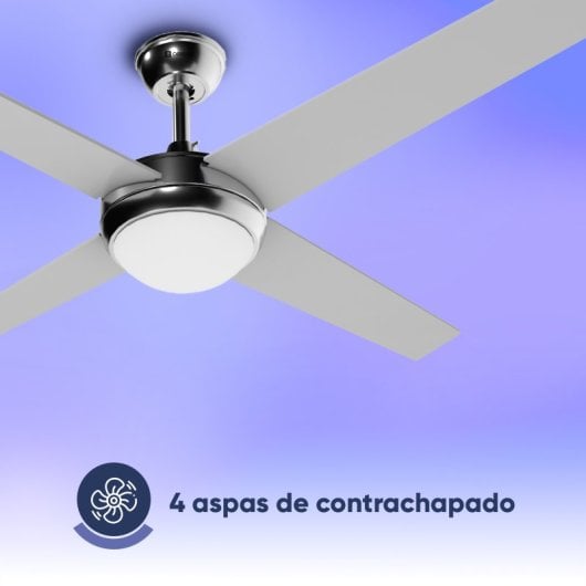 Ventilateur de plafond original AIRBLISS CEILING 25WIN WIFI, 106 cm, moteur CC, 25 W, avec éclairage et télécommande, WIFI, acier inoxydable