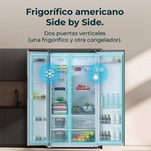 Frigorifero Americano Cecotec Bolero CoolMarket SBS 562 Total No Frost 177cm 562L D Nero Display LED