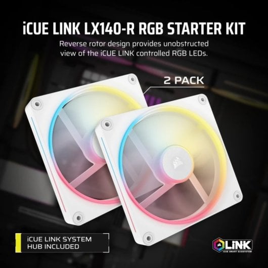 Corsair iCUE LINK LX140-R RGB Dual 140mm PWM Pacchetto ventola supplementare bianco