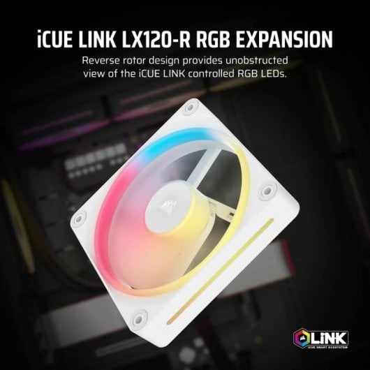 Corsair iCUE LINK LX120-R RGB Ventoinha Suplementar PWM 120mm Branca